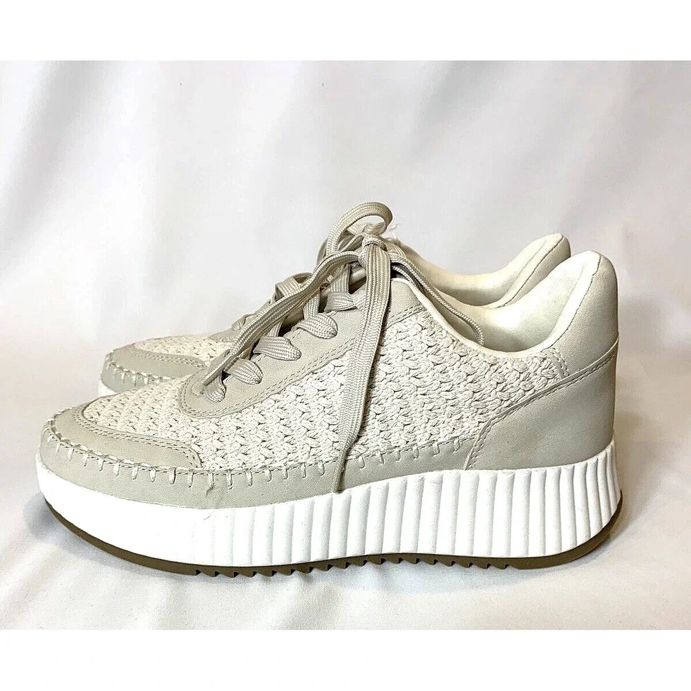 NEW Dolce Vita DV Sneaker Womens 9.5 Platform Natural‎ Ivory Fredi Knit